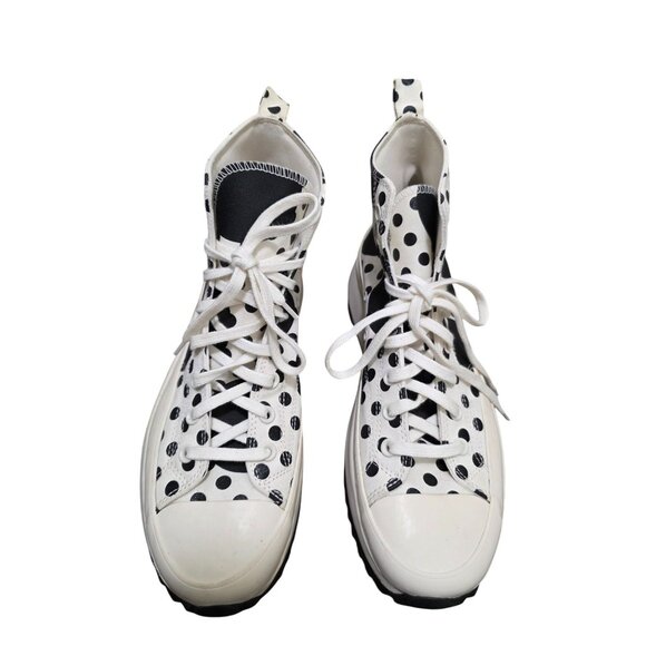 Converse Polka Dot Platform High-Top Sneakers White & Black Canvas Unisex Size 1 - Picture 1 of 15
